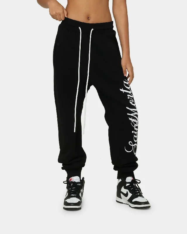 Saint Morta Saviour Sweat Pants Black Fashionable Tapered Leg Pants