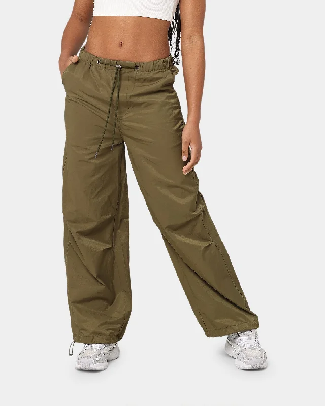 MNML Women's Parachute Pants Khaki Classic Pleated Pants