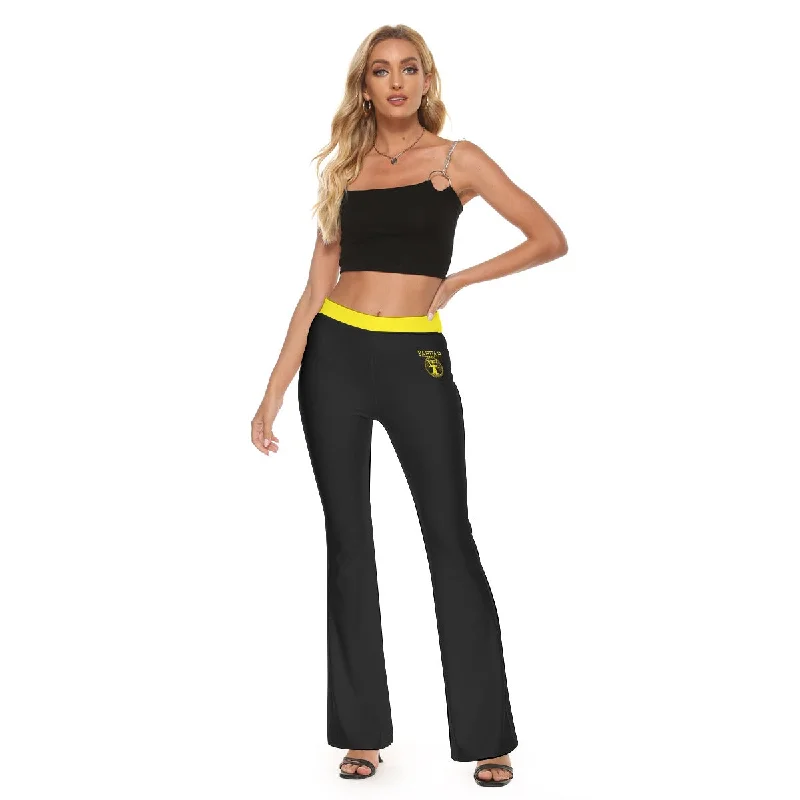 Yahuah-Tree of Life 02-01 Designer Skinny Flare Pants Stylish Elastic Waist Pants