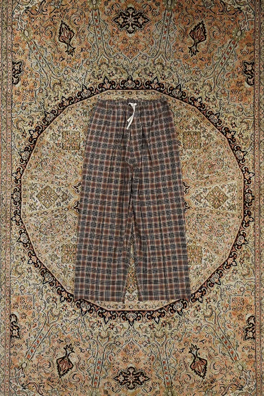 SOLARIS&Co. JPN EASY PANTS - HAKAMA (CHECKRED) Chic Faux Leather Pants