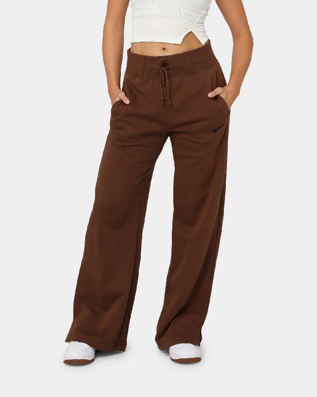 Nike Women's Sportswear Phoenix Fleece High Waisted Wide Leg Sweat Pants Cacao Wow/Black Formal Linen Trousers