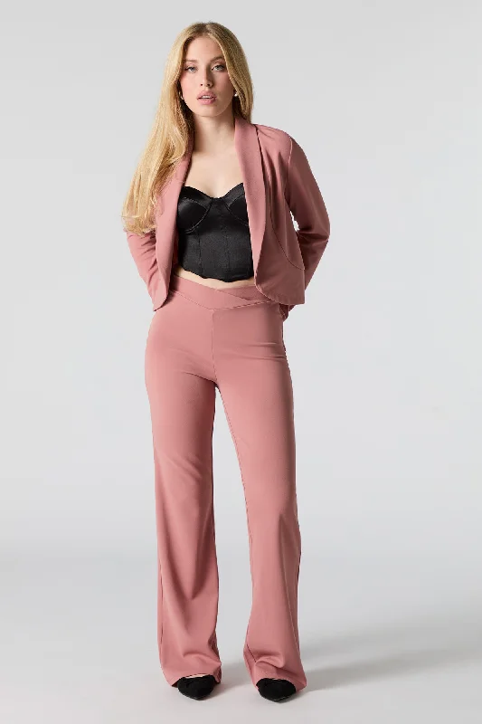 Crepe V Waist Wide Leg Dress Pant Stylish Casual Pants