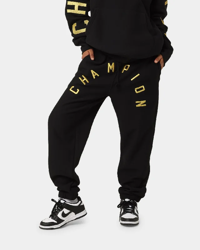 Champion Reverse Weave Arch Logo Jogger Pants Black/Gold Classic Cropped Pants