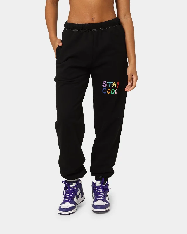 STAYCOOLNYC Puff Paint Sweat Pants Black Chic Black Leggings