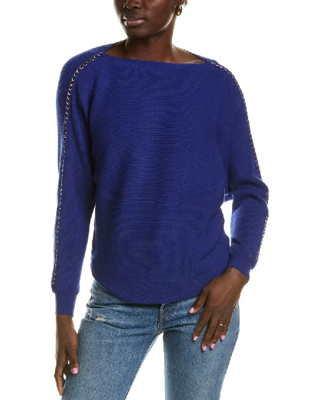 T Tahari Dolman Sweater Embroidered Appliqued Beaded
