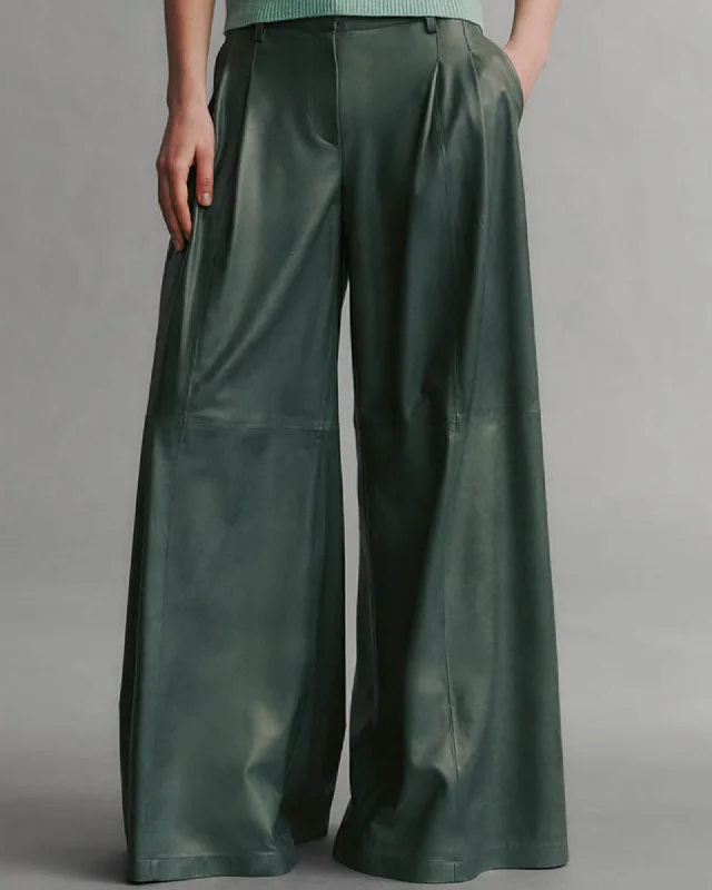Leather Didi Pants Trendy Wide-Legged Trousers