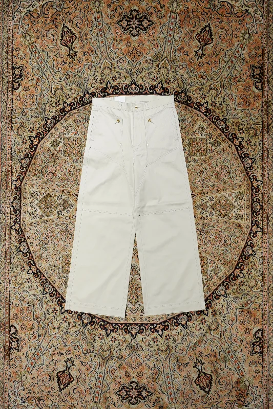SOLARIS&Co. NAVAL FLARE PANTS-WATCHDOG (IVORY) Slim-Fit Khaki Pants