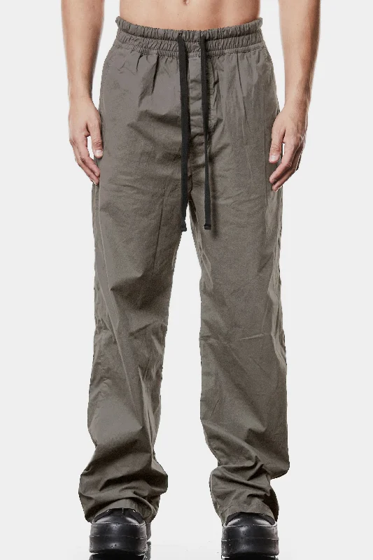 Wide cotton poplin pants, Grey Classic Cropped Pants