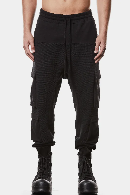 Contrast cargo drawstring pants Trendy Velvet Pants