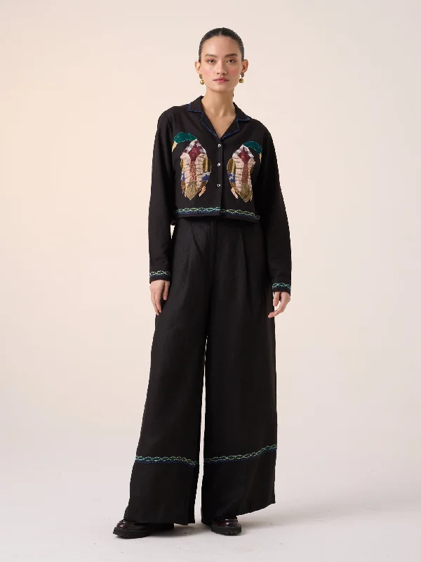 Applique Pants Relaxed Linen Pants