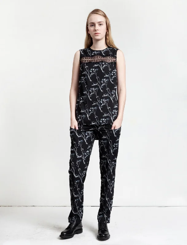 Floral Front Pocket Pant Multi Chic Slim Fit Pants