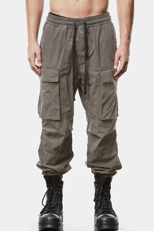 Cotton poplin cargo pants, Grey Classic Bootcut Trousers