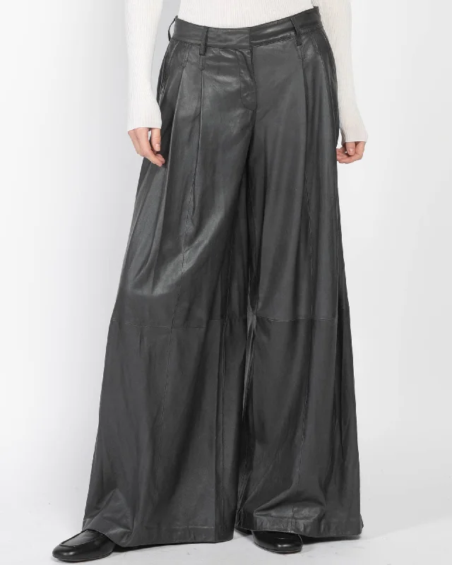 Leather Didi Pants Formal Linen Trousers