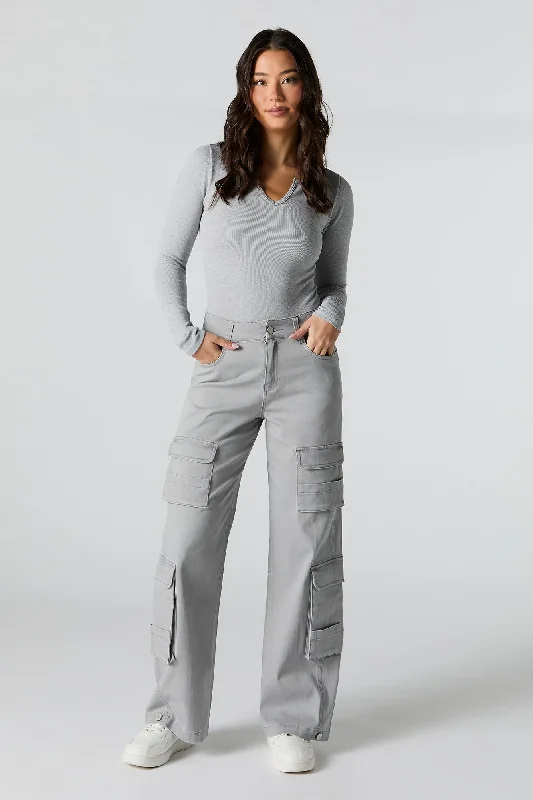 Wide Leg Multi Pocket Cargo Pants Soft Stretch Leggings