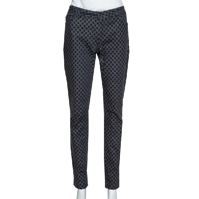 Dolce & Gabbana Grey Polka Dot Denim Skinny Jeans Stylish High-Waist Skinny Denim