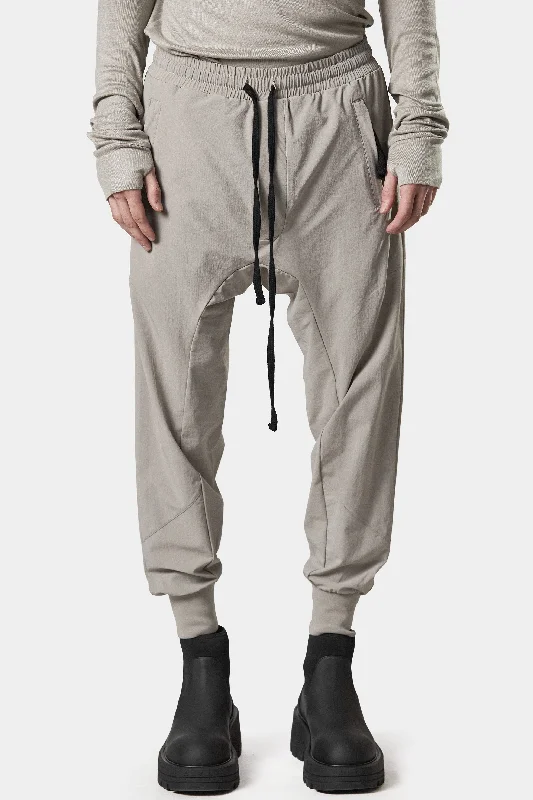 Drop crotch drawstring pants, Beige Fashionable Work Pants