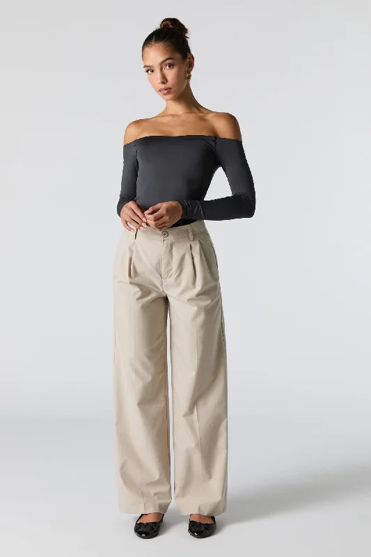 Pleated Wide Leg Dress Pant High-Waist Trousers