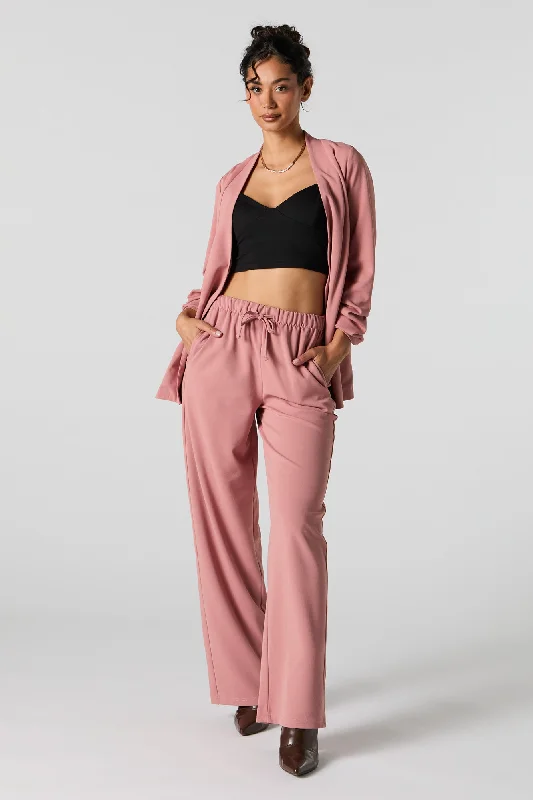 Drawstring Wide Leg Dress Pant Fashionable Sporty Pants