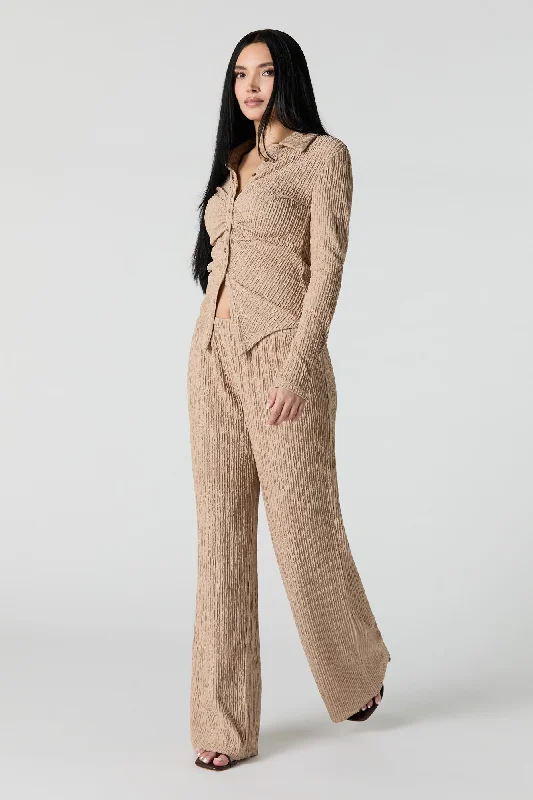 Textured Wide Leg Pant Classic Straight Pants