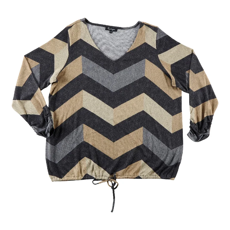 lily morgan Women's Plus Printed Chevron Blouse Wrap Front Blouse