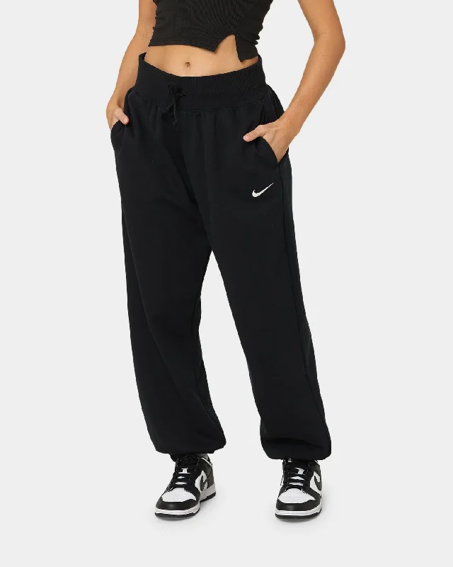 Nike Women's Sportswear Style Fleece High Rise Oversized Pants Black/Sail Comfortable Fleece Pants