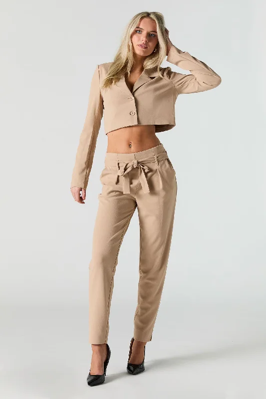 Belted Slim Dress Pant Classic Stretch Pants