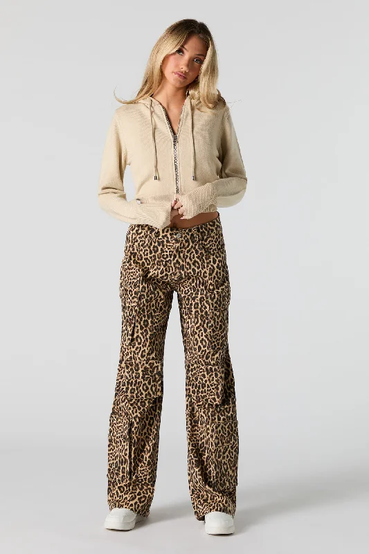 Multi Pocket Straight Leg Cargo Pant Comfortable Fleece Pants