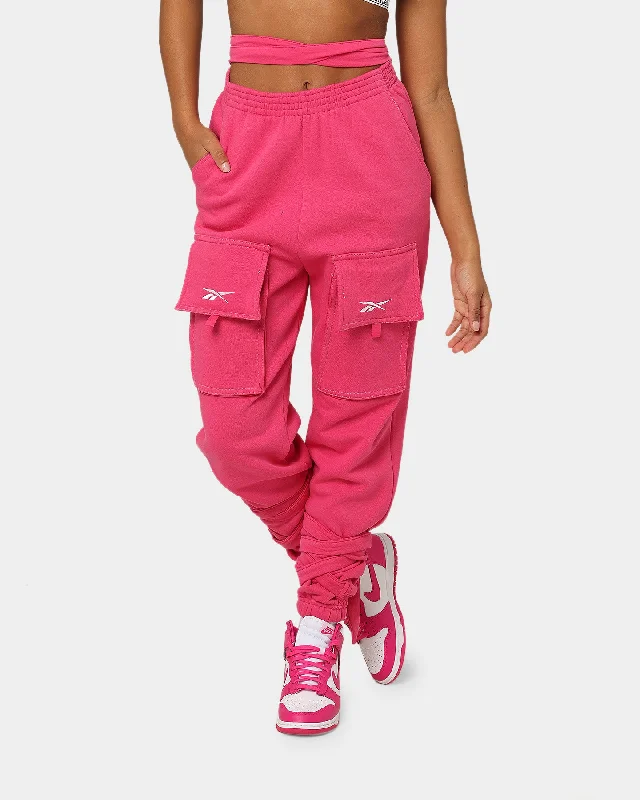 Reebok Women's Cardi B X Reebok Knit Pants Pink Fusion Warm Wool Trousers
