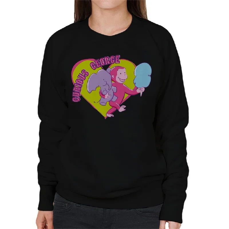 Curious George Carnival Heart Women's Sweatshirt Hoodie with Drop Shoulder Relaxed Streetwear Curious George Carnival Heart Women's Sweatshirt Hoodie with Drop Shoulder Relaxed Streetwear