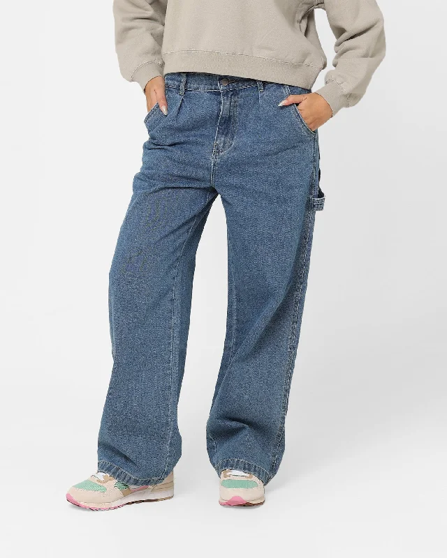 Stussy Women's Nevada Denim Pants Indigo Denim Soft Wool Pants