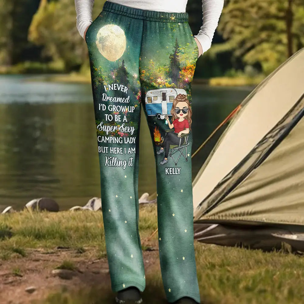 Super Sexy Camping Lady - Personalized Pajama Pants Trendy Printed Pants