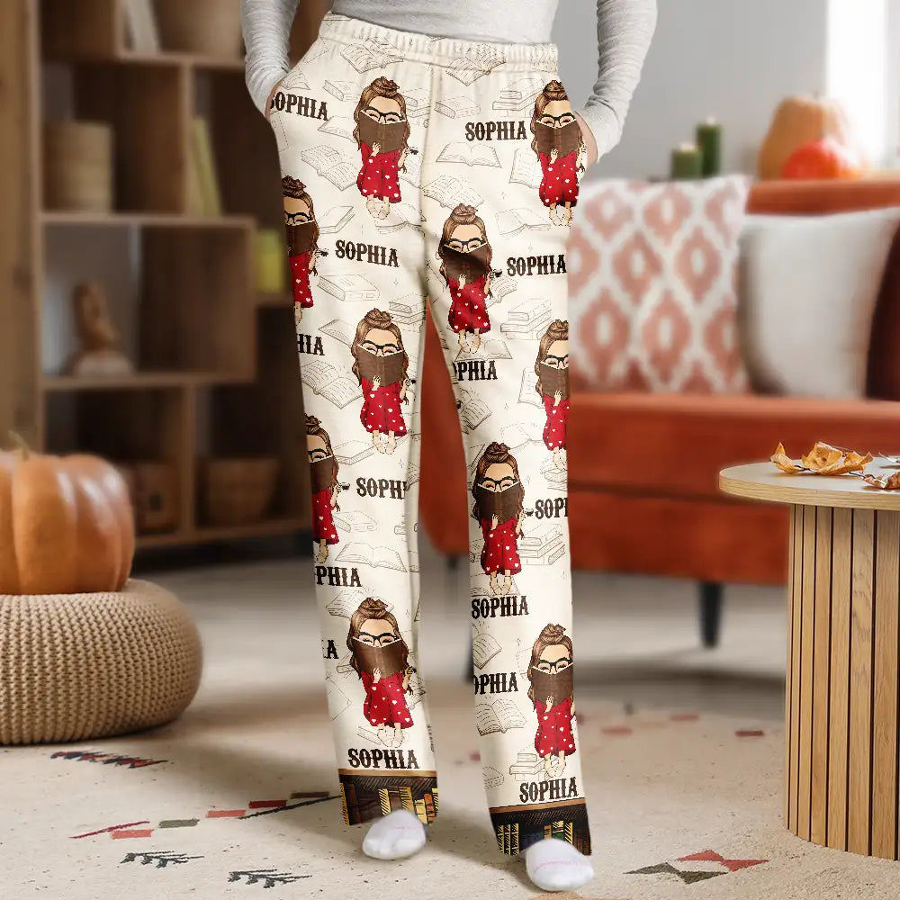 Woman Man Reading Book Pattern - Personalized Pajama Pants Formal Stretch Pants