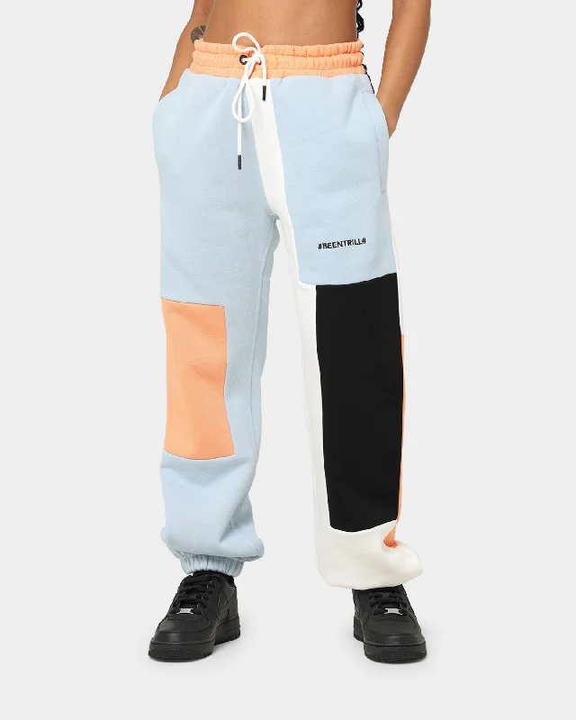 BEENTRILL Patchwork Sweat Pants Blue/Orange Slim-Fit Leggings