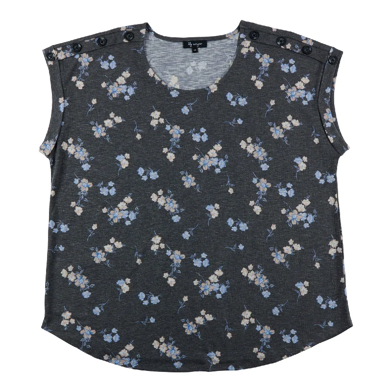 lily morgan Women's Plus Printed Blouse with Button Detail Elegant Lace Blouse