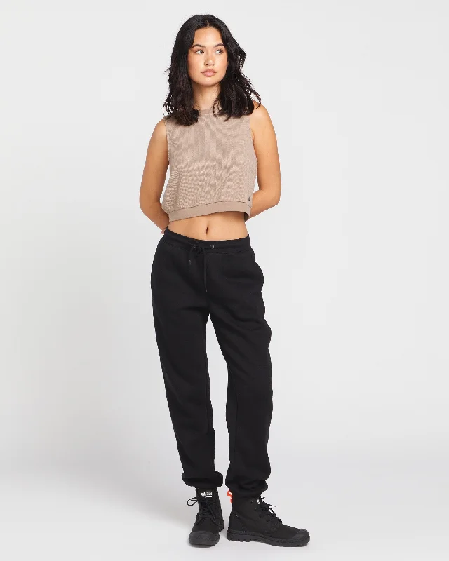 Stone Heart Up Pants - Black Casual Track Pants