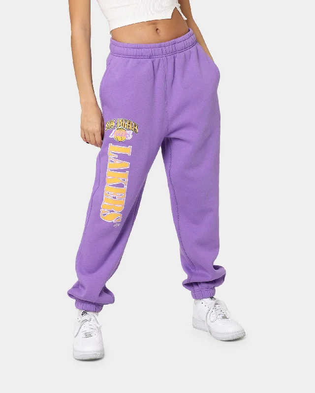 Mitchell & Ness Women's Los Angeles Lakers Arched Logo Sweat Pants Faded Purple Trendy Velvet Pants Mitchell & Ness Women's Los Angeles Lakers Arched Logo Sweat Pants Faded Purple Trendy Velvet Pants