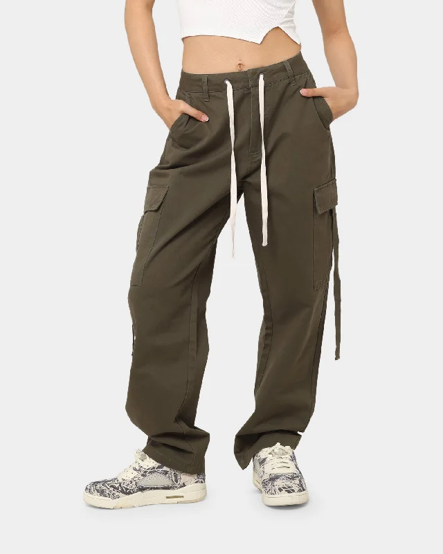 MNML Women's Baggy Cargo Pants Khaki Casual Yoga Pants