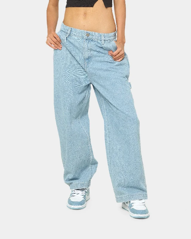 Stussy Women's Nevada Denim Pants Ice Blue Fashionable Button-Up Pants