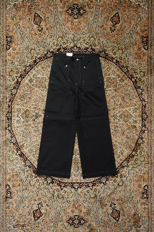SOLARIS&Co. NAVAL FLARE PANTS-WATCHDOG (BLACK) Cozy Fitted Pants
