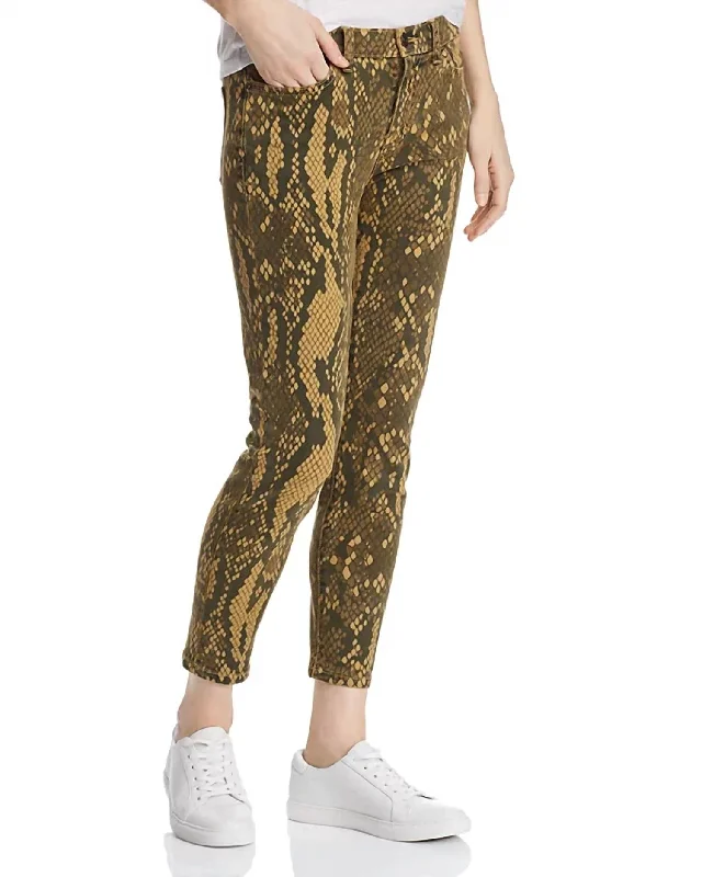The Stiletto Snake Print Jeans In Burmese Python Comfortable Drawstring Waist Jeans