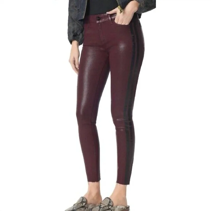 The Kitten Coated Ankle Skinny With Side Stripe Jeans In Red Casual Distressed Skinny Jeans