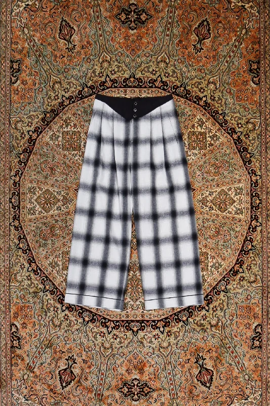 SOLARIS&Co. RODEO OMBRE PANTS - WASTELAND(WHITE×BLACK) Relaxed High-Waist Trousers