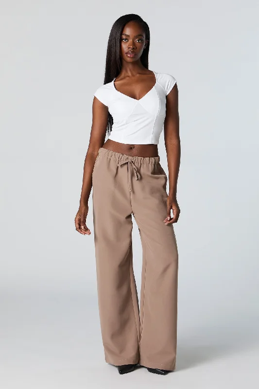 Drawstring Straight Leg Dress Pant Comfortable Maternity Pants
