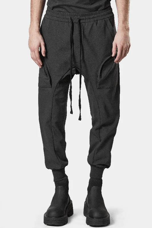 Pocket detail pants, Grey Comfortable Wide-Leg Pants