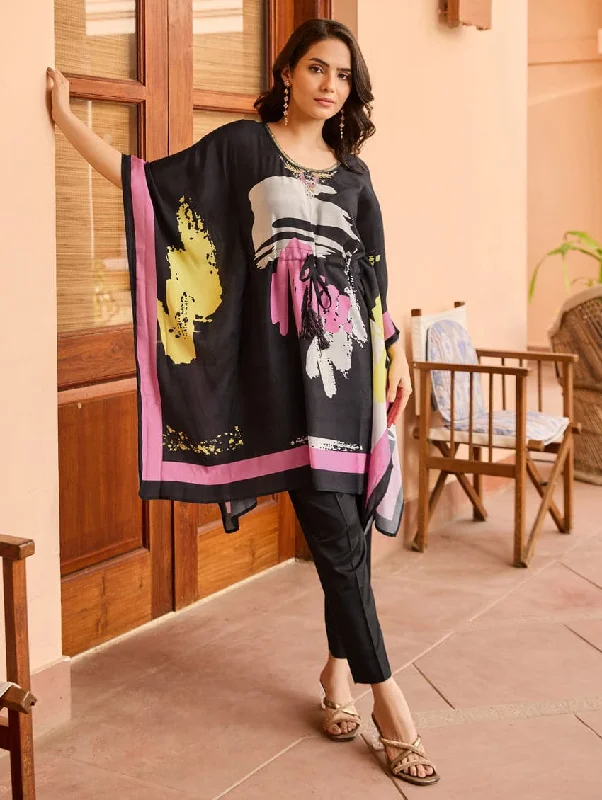 Digitally Printed Viscose Muslin Kaftan-Pant Set 3993 Classic Bootcut Trousers