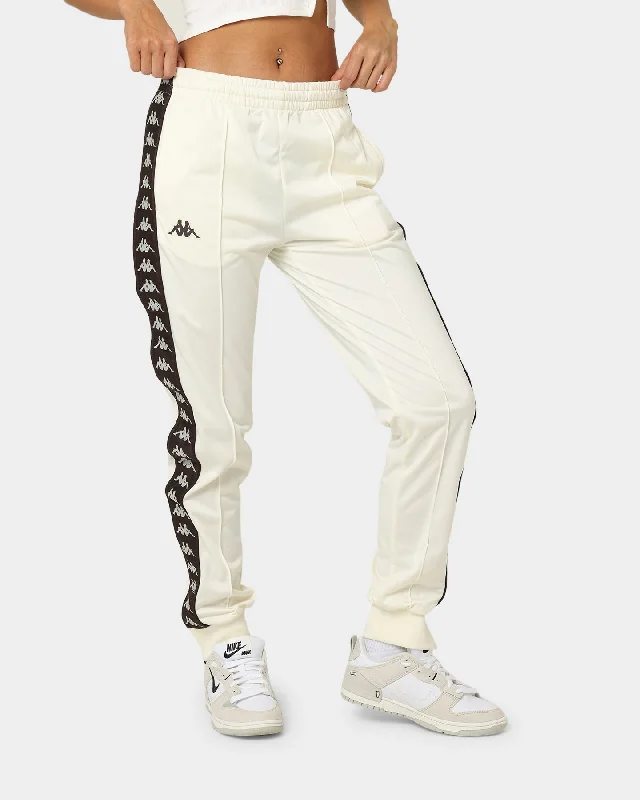 Kappa 222 Banda Rastoria Slim Track Pants White Cream/Brown Trendy Wide-Legged Trousers Kappa 222 Banda Rastoria Slim Track Pants White Cream/Brown Trendy Wide-Legged Trousers