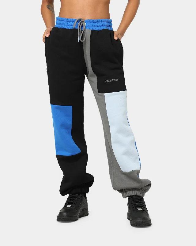 BEENTRILL Patchwork Sweat Pants Blue/Black Fashionable Work Pants