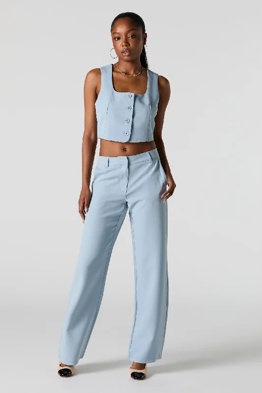 Straight Leg Dress Pant Chic Wool Trousers