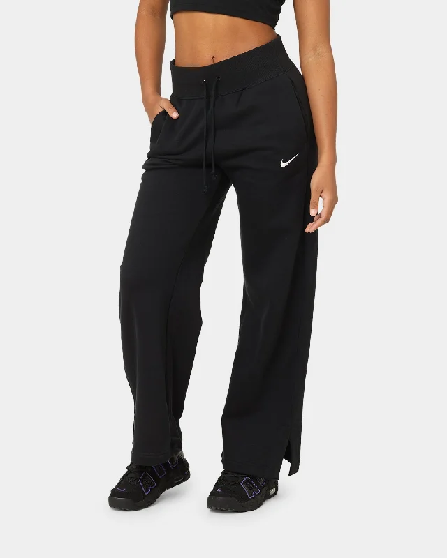 Nike Women's Sportswear Phoenix Fleece High Waisted Wide Leg Sweat Pants Black/Sail Comfortable Denim Trousers