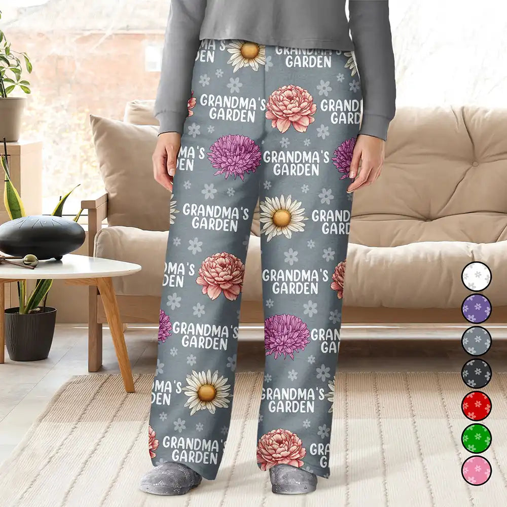 Grandma's Garden Birth Flower - Personalized Pajama Pants Classic Chino Pants